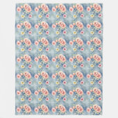 Hedendaagse droom roze en blauwe bloem fleece deken (Voorkant)