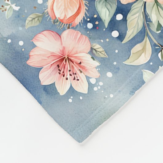 Hedendaagse droom roze en blauwe bloem fleece deken (Hoek)