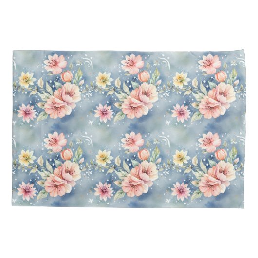 Hedendaagse droom roze en blauwe bloem kussensloop (Achterkant)