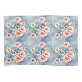 Hedendaagse droom roze en blauwe bloem kussensloop