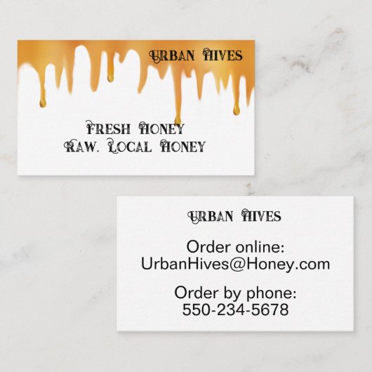 Hedendaagse druipende honing imker visitekaartje (Voorkant / Achterkant)