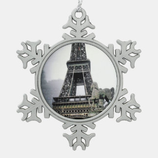 Hedendaagse Eiffeltoren Tin Sneeuwvlok Ornament