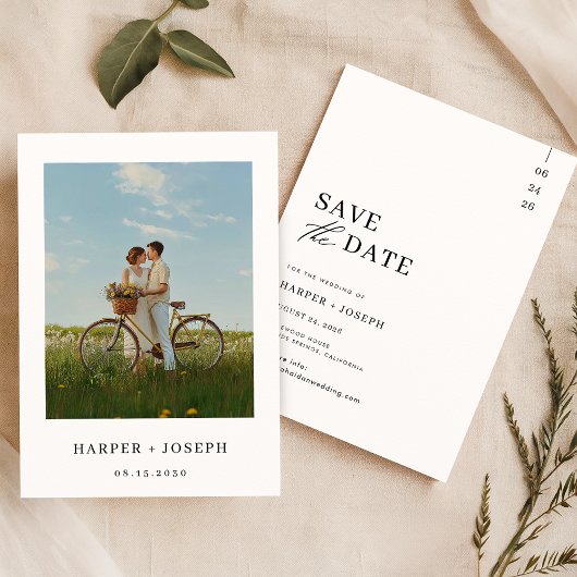 Hedendaagse Elegante Foto Bruiloft Save The Date