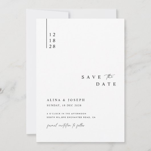 Hedendaagse elegante foto bruiloft Save the date Kaart (Achterkant)