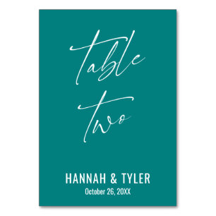 Hedendaagse Elegante Teal Tafel Twee Kaart