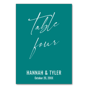 Hedendaagse Elegante Teal Tafel Vier Kaart