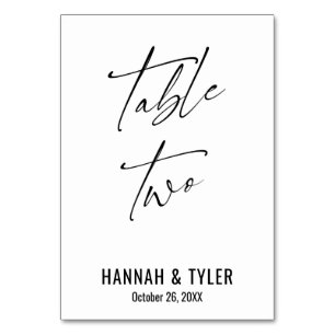 Hedendaagse Elegante Typografie Tafel Twee Kaart