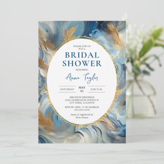 Hedendaagse Elegantie: Blauw Goud Vrijgezellenfees Kaart (Staand voorkant)