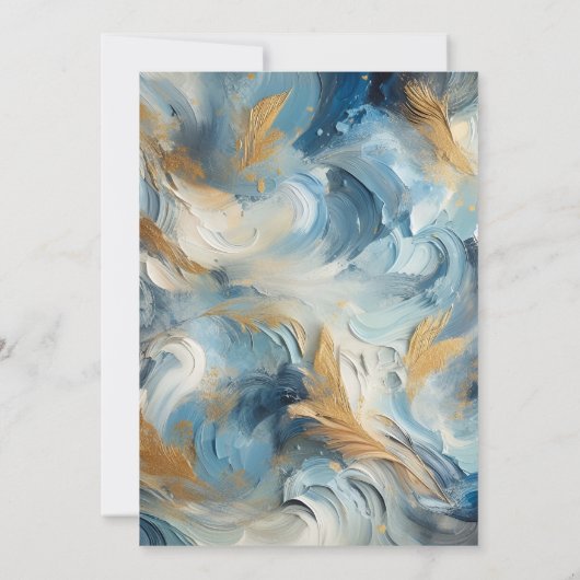 Hedendaagse Elegantie: Blauw Goud Vrijgezellenfees Kaart (Achterkant)