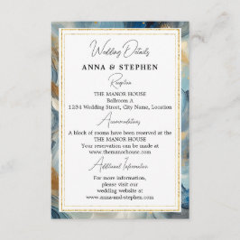 Hedendaagse Elegantie: Blauw Wit Goud Details Informatiekaartje