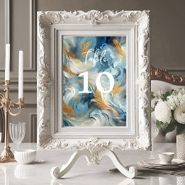 Hedendaagse Elegantie: Blauw Wit Goud Kaart