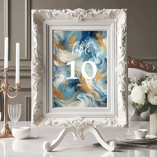 Hedendaagse Elegantie: Blauw Wit Goud Kaart