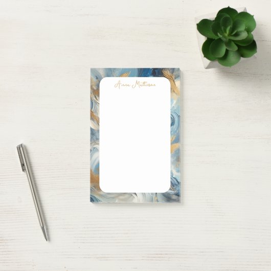 Hedendaagse elegantie blauw wit goud post-it® notes (Kantoor)