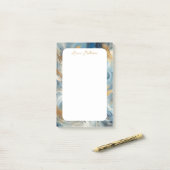 Hedendaagse elegantie blauw wit goud post-it® notes (Op bureau)