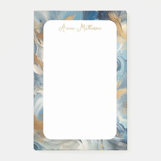 Hedendaagse elegantie blauw wit goud post-it® notes (Voorkant)