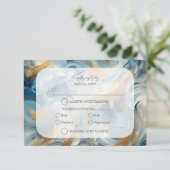 Hedendaagse Elegantie: Blauw Wit Goud RSVP (Staand voorkant)