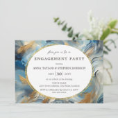 Hedendaagse Elegantie: Blauw Wit Goud Verloving Kaart (Staand voorkant)