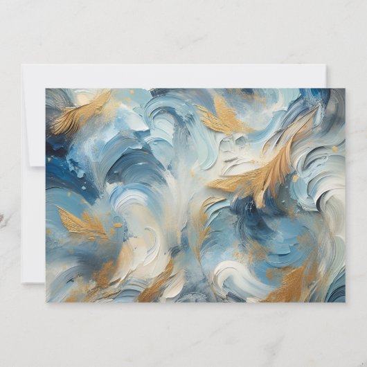 Hedendaagse Elegantie: Blauw Wit Goud Verloving Kaart (Achterkant)