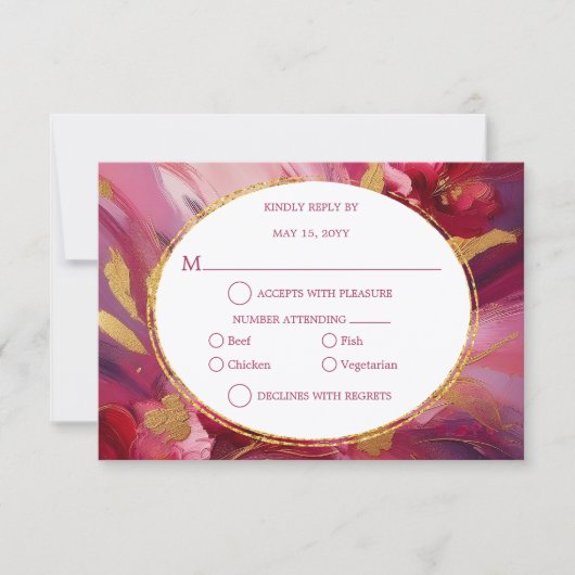 Hedendaagse elegantie: Fuchsia Pink Gold RSVP (Voorkant)