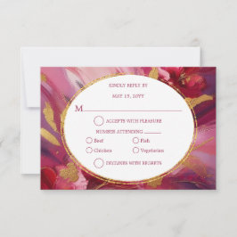 Hedendaagse elegantie: Fuchsia Pink Gold RSVP Kaartje