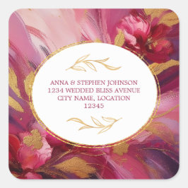 Hedendaagse elegantie: Fuchsia roze goud Vierkante Sticker
