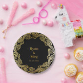 Hedendaagse Elegantie: Moderne gouden Lijsten golv Papieren Bordje (Feest)