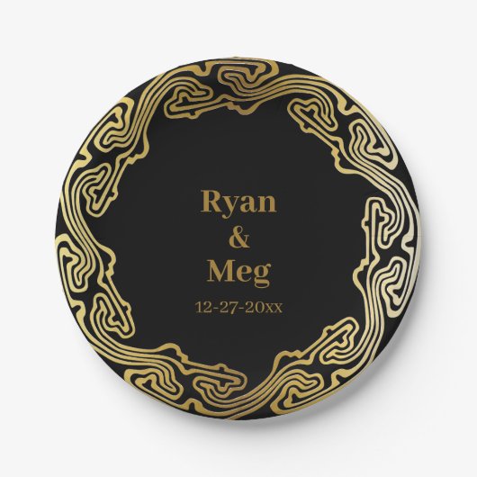 Hedendaagse Elegantie: Moderne gouden Lijsten golv Papieren Bordje (Voorkant)