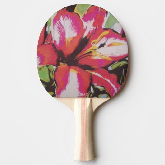 Hedendaagse en kleurrijke abstracte rode bloem tafeltennisbatje (Voorkant)