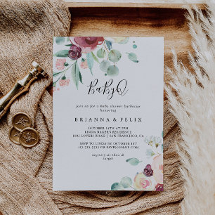 Hedendaagse Eucalyptus BabyQ Baby shower Barbecue Kaart