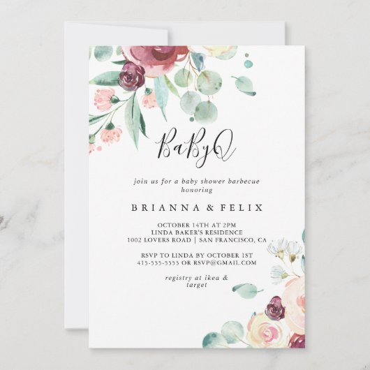 Hedendaagse Eucalyptus BabyQ Baby shower Barbecue Kaart (Voorkant)