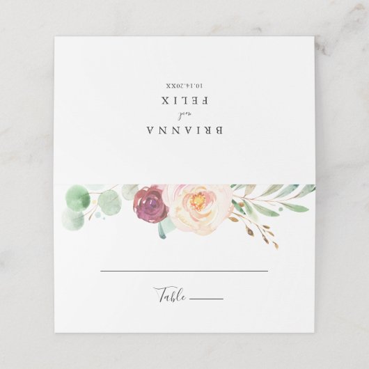 Hedendaagse Eucalyptus Bloemen Trouwplaats Kaart Plaatskaartje (Buitenkant ongevouwen)