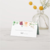 Hedendaagse Eucalyptus Bloemen Trouwplaats Kaart Plaatskaartje (Voorkant)