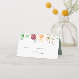 Hedendaagse Eucalyptus Bloemen Trouwplaats Kaart Plaatskaartje