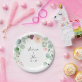 Hedendaagse eucalyptus bloemenbruiloft taart papieren bordje (Feest)