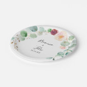 Hedendaagse eucalyptus bloemenbruiloft taart papieren bordje (Gekanteld)