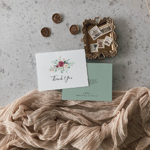 Hedendaagse eucalyptus bloemenflat bruiloft bedankkaart