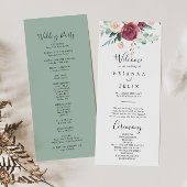 Hedendaagse Eucalyptus Floral bruiloft programma Programmakaart