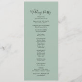 Hedendaagse Eucalyptus Floral bruiloft programma Programmakaart (Achterkant)