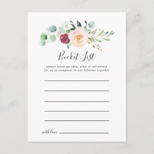 Hedendaagse Eucalyptus Floral Bucket List Kaarten (Voorkant)