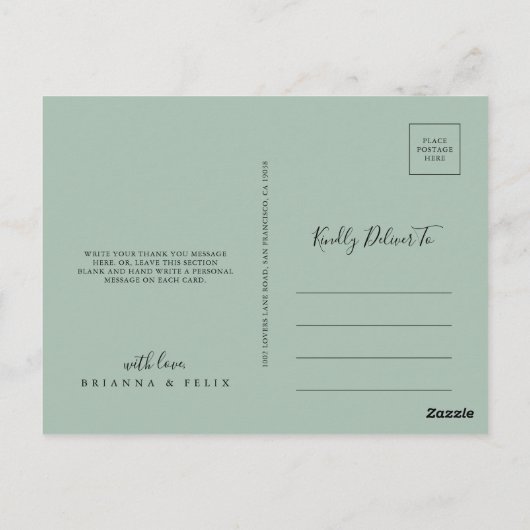 Hedendaagse Eucalyptus Floral Dank u Briefkaart (Achterkant)