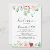 Hedendaagse Eucalyptus Floral eerste communie Kaart (Voorkant)