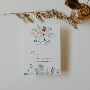 Hedendaagse Eucalyptus Floral RSVP Kaartje
