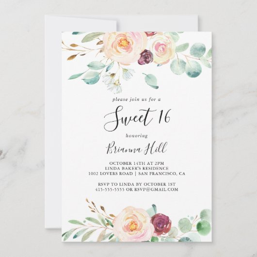 Hedendaagse eucalyptus lief 16 verjaardagsfeestje kaart (Voorkant)