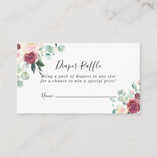 Hedendaagse Eucalyptus Luier Raffle Ticket Informatiekaartje (Voorkant)