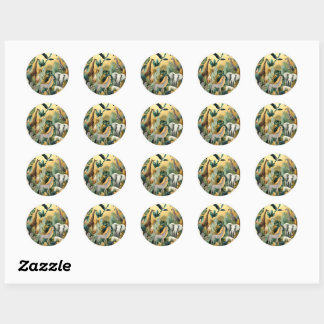 Hedendaagse exotische dieren en vogels 1 goud ronde sticker