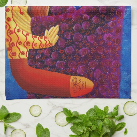 Hedendaagse familiebeschildering van moeder en zoo theedoek (Gevouwen)