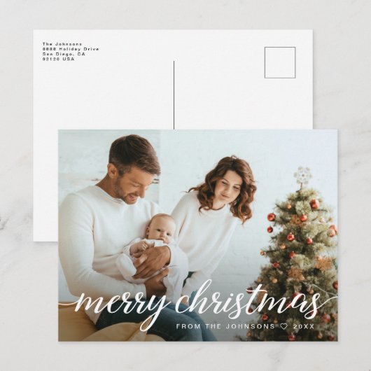 Hedendaagse familiefoto Vrolijk kerstfeest Feestdagenkaart (Voorkant / Achterkant)