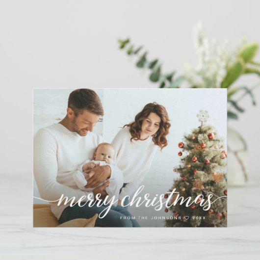 Hedendaagse familiefoto's Vrolijk kerstfeest Feestdagenkaart (Staand voorkant)