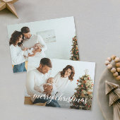 Hedendaagse familiefoto's Vrolijk kerstfeest Feestdagenkaart