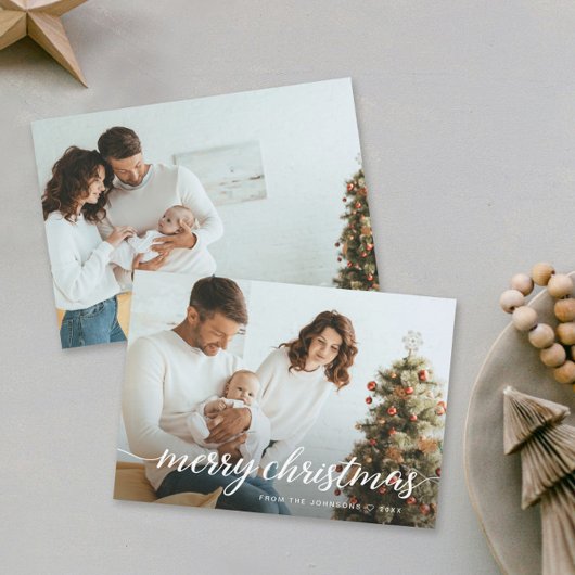 Hedendaagse familiefoto's Vrolijk kerstfeest Feestdagenkaart